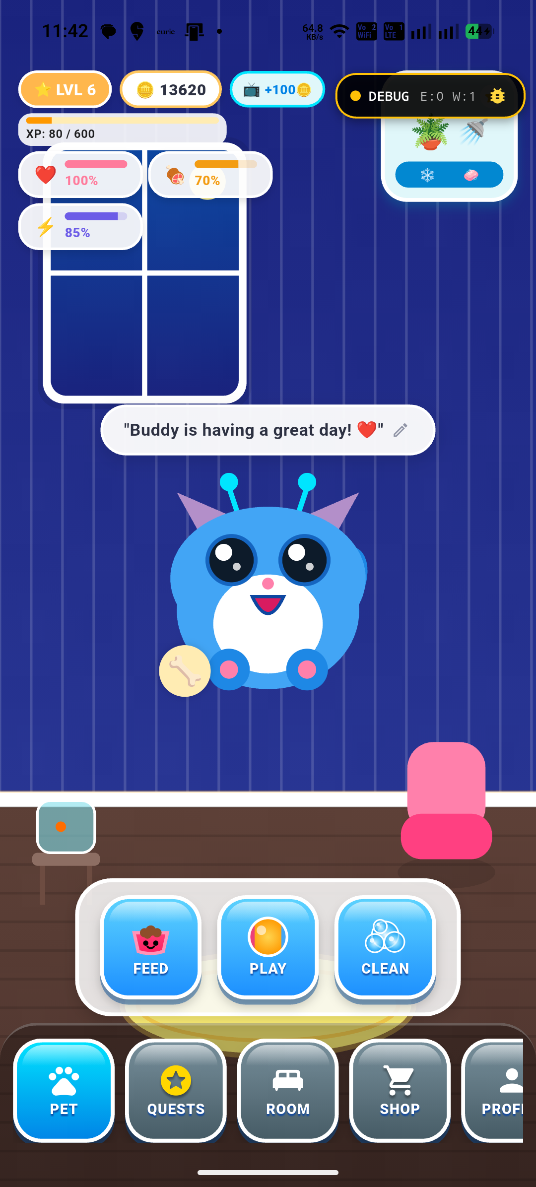 Pocket Pet home screen